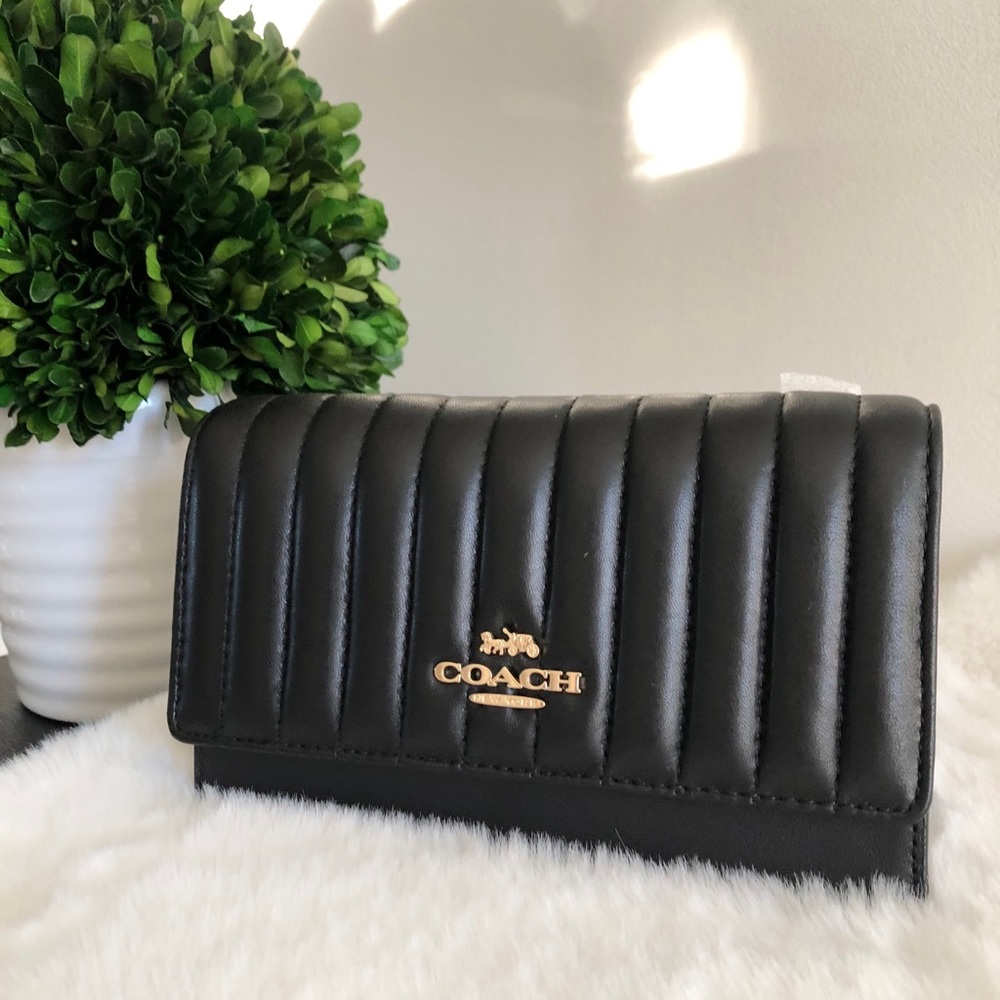 COACH Linear Quilting Belt/Crossbody with chain